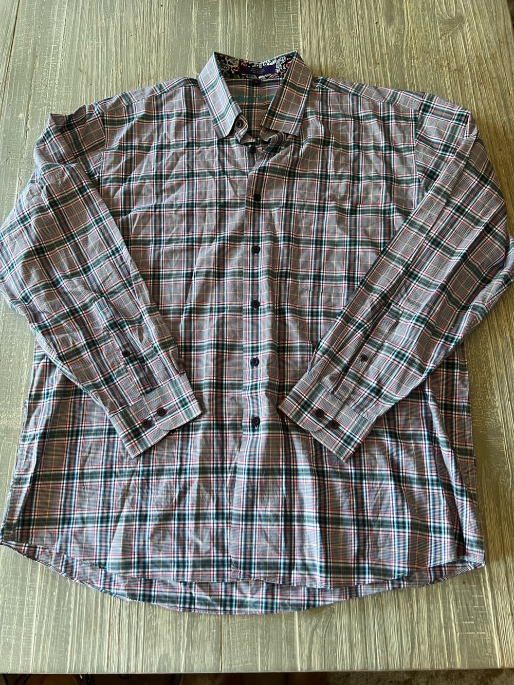 Alan Flusser Plaid Button-Down Shirt in Green and Red